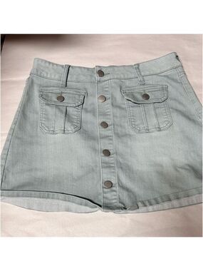 Altar’d State Buttonfly Mini Skirt in Eggshell Blue